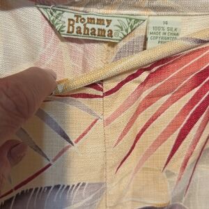 Tommy Bahama Silk Shirt with Red and Cream Pattern